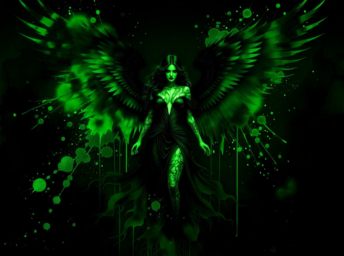 Gothic Fallen Angel in Abstract Expressionist Style