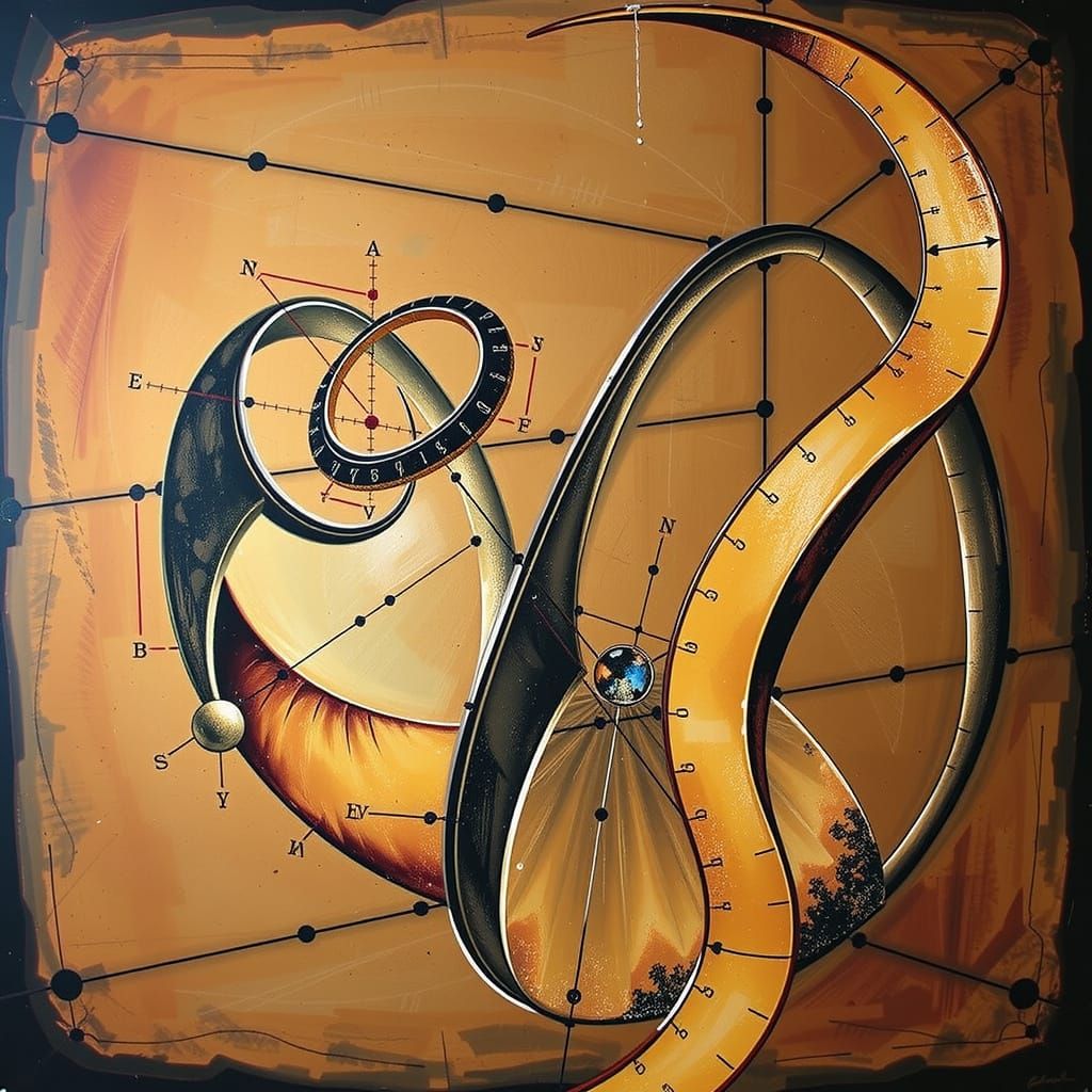 Abstract Geometric Curves and Spirals in Digital Art