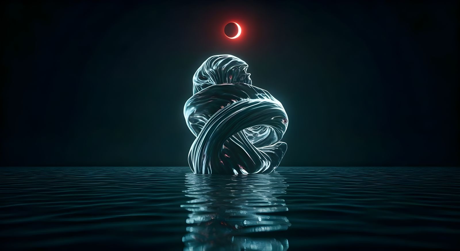 Ethereal Horror Entity Unveiled Under Crimson Moonlight