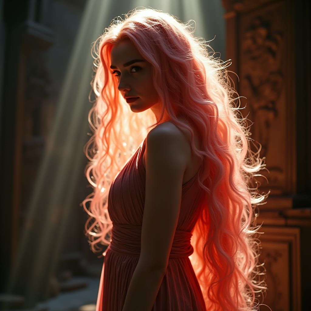 Elf Sorceress Portrait in Newton Style