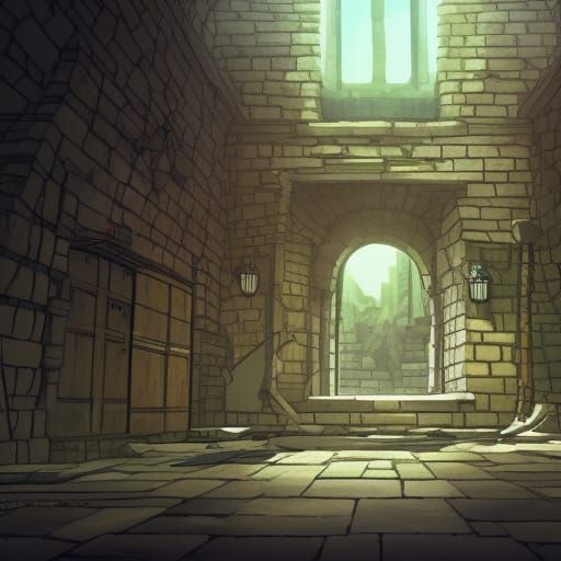 Anime Dungeon Prison Cells in Studio Ghibli Style