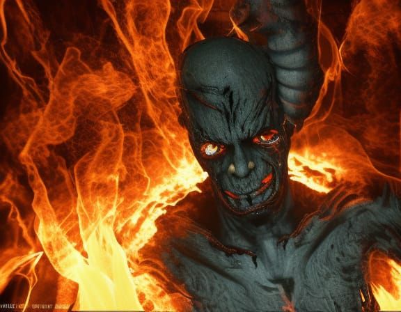 Infernal Demon in Burning Room: Unreal Engine Render