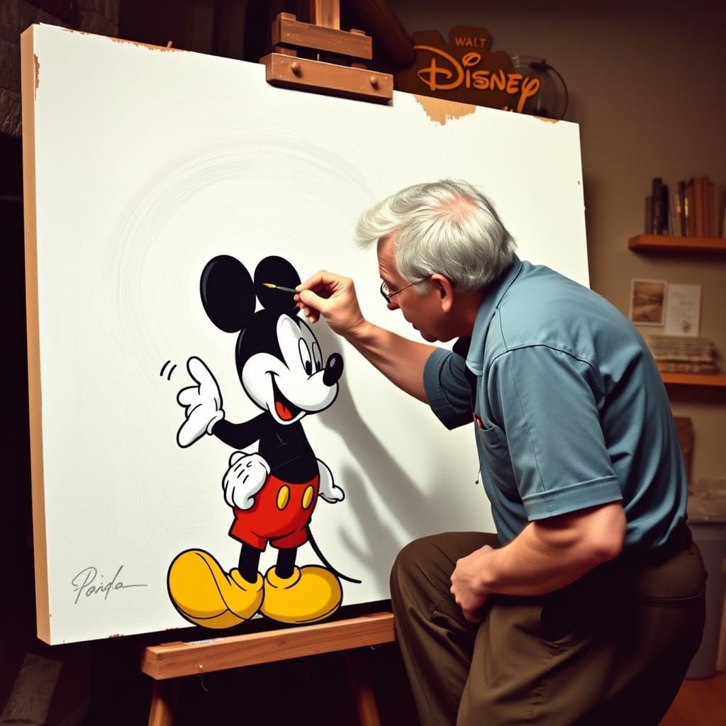Walt Disney Paints Iconic Mickey Mouse