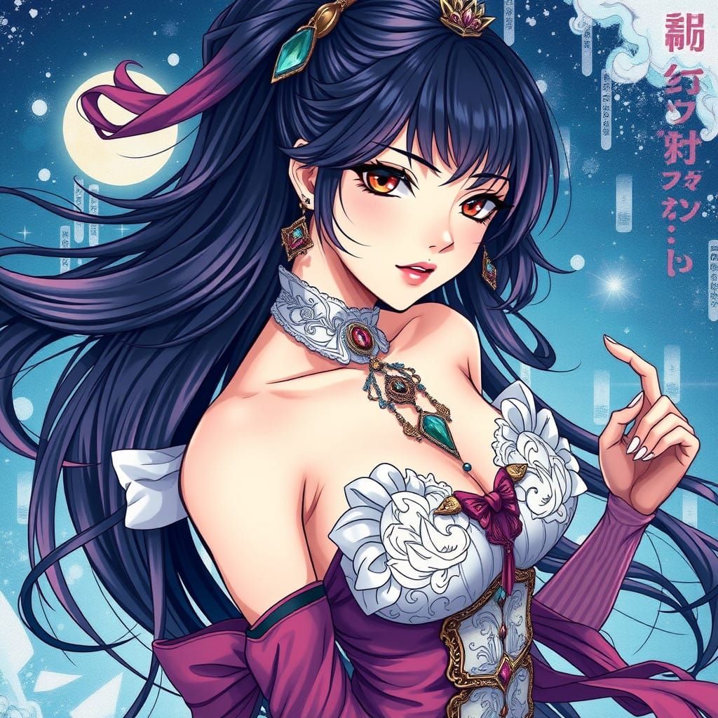 Ethereal Anime Goddess in Vibrant, Intricate Detail