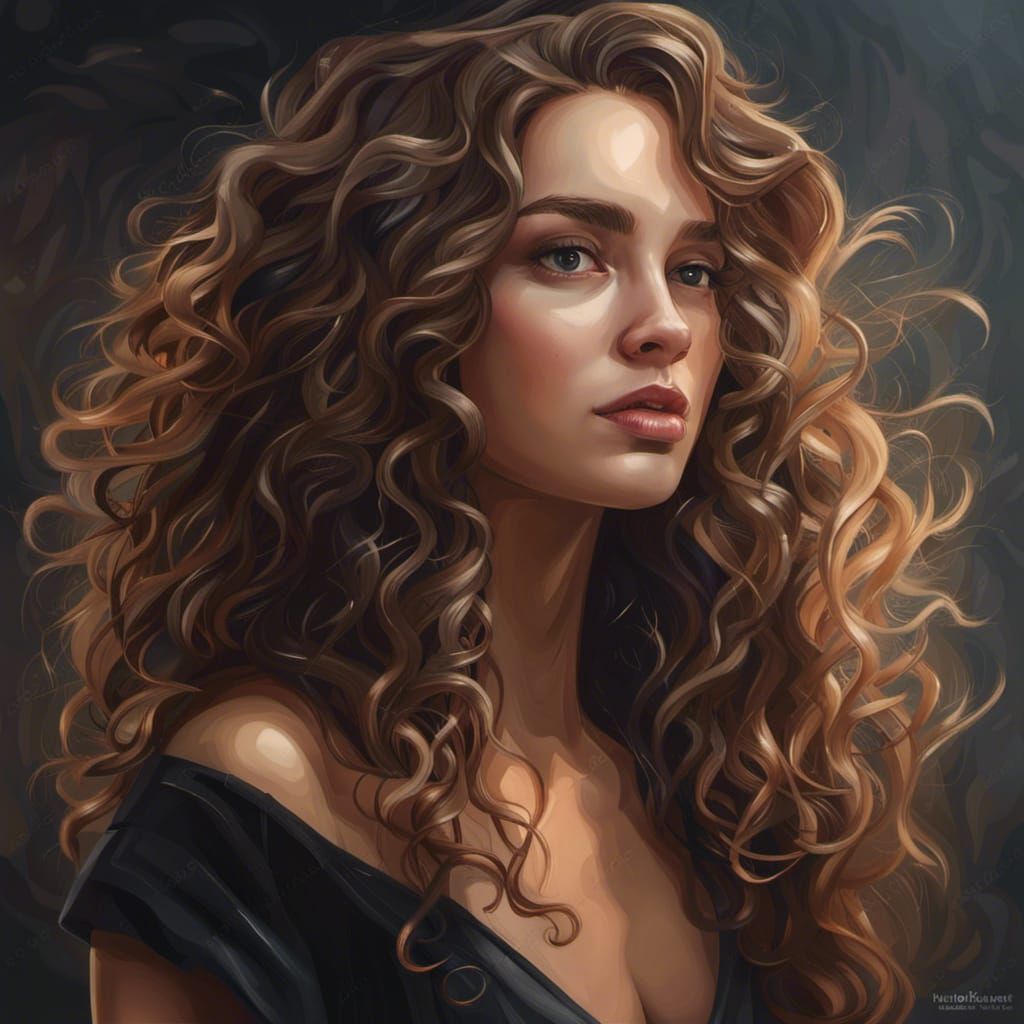 Beautiful Woman in Black Dress, Hyperrealistic Portrait