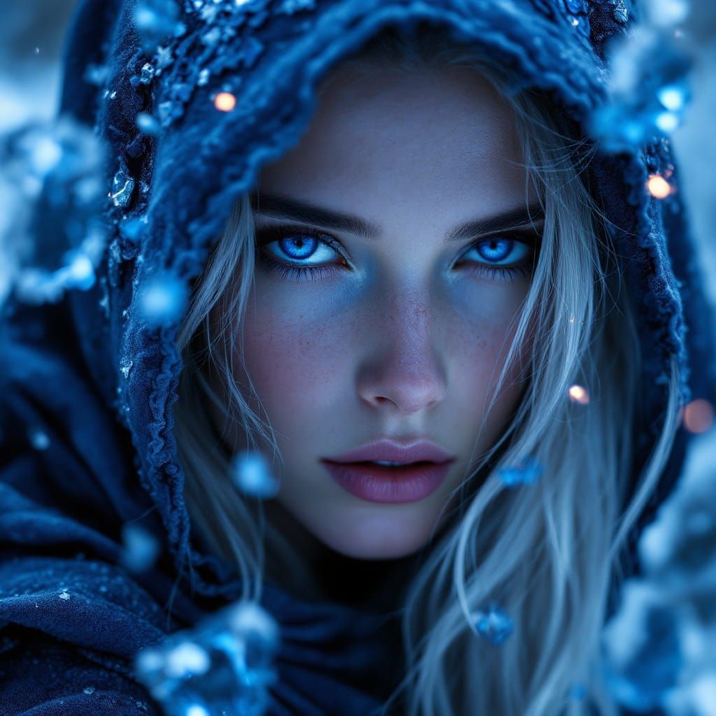 Crystalline Woman with Sapphire Eyes