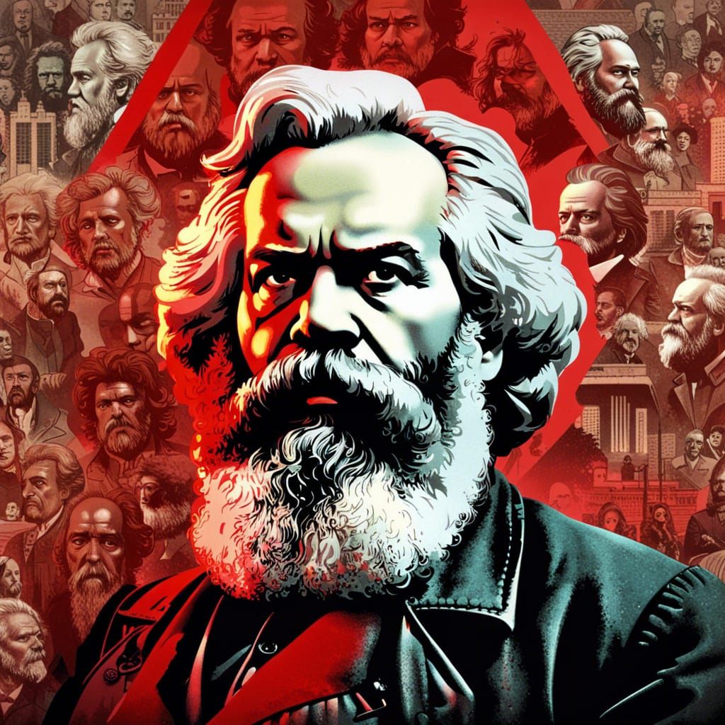 Karl Marx in a Postmodern Punk Propaganda Portrait