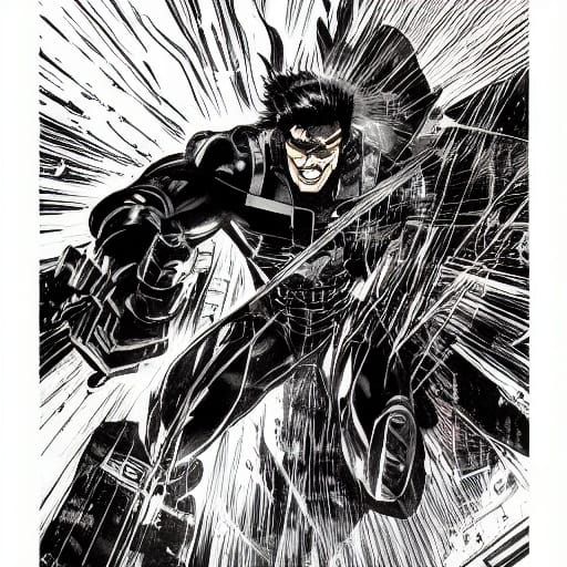 Dynamic Manga Action Scene in Classic Comic Book Style