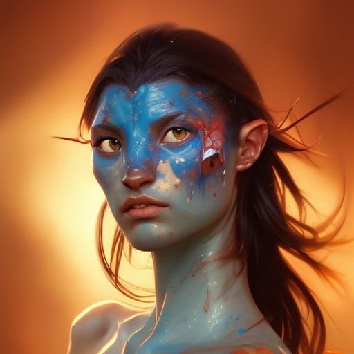 Hyperrealistic Avatar Portrait in Action Painting Style