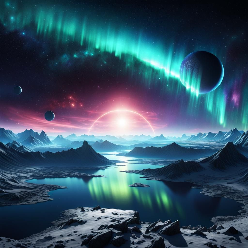 Cinematic Space Scene: Hyperrealistic Celestial Wonders