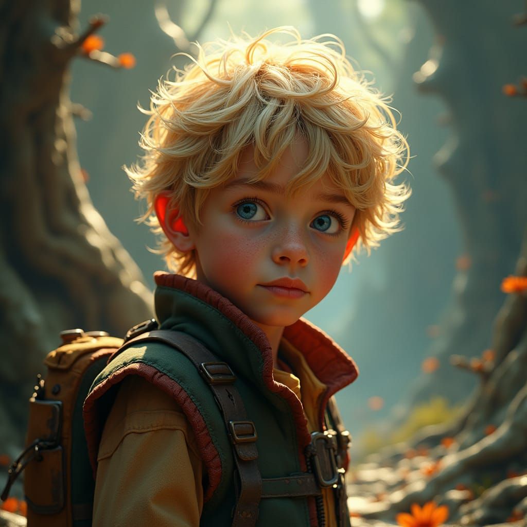 Boy in Mystical Forest Concept Art