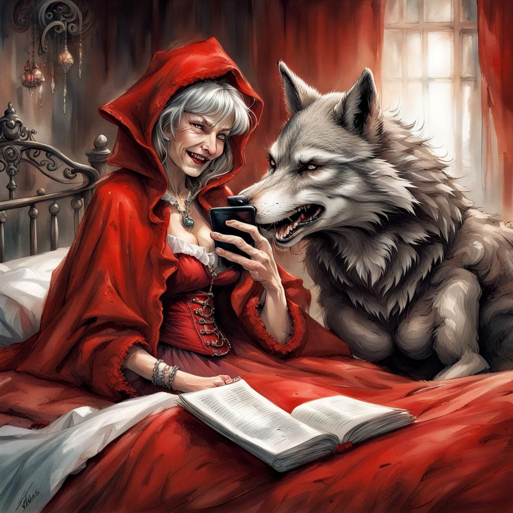 Grandmother and the wolf, her new friend.