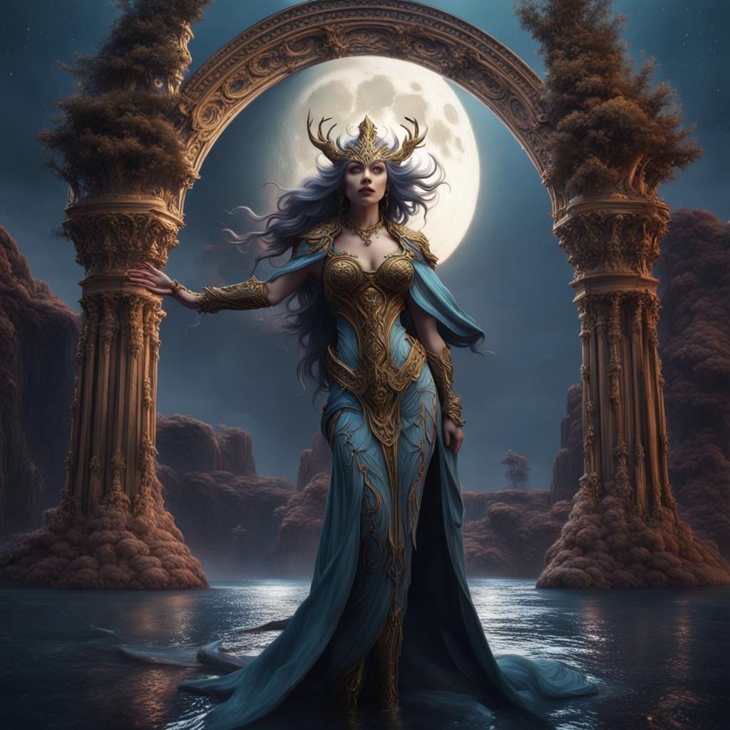 Detailed Matte Painting of the Moon Goddess