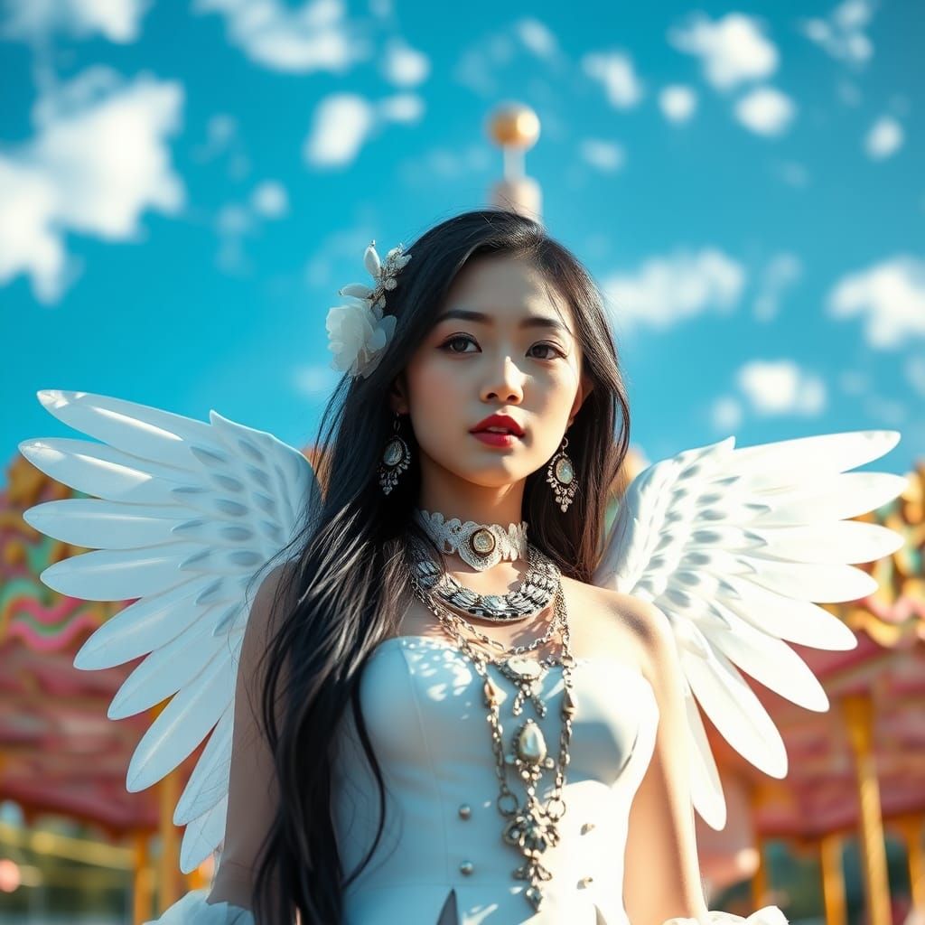 Ethereal Gothic Angel Portrait in Dreamy Lighting