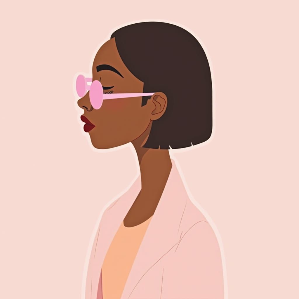 Minimalist Portrait of Woman with Sunglasses in Matisse Styl...