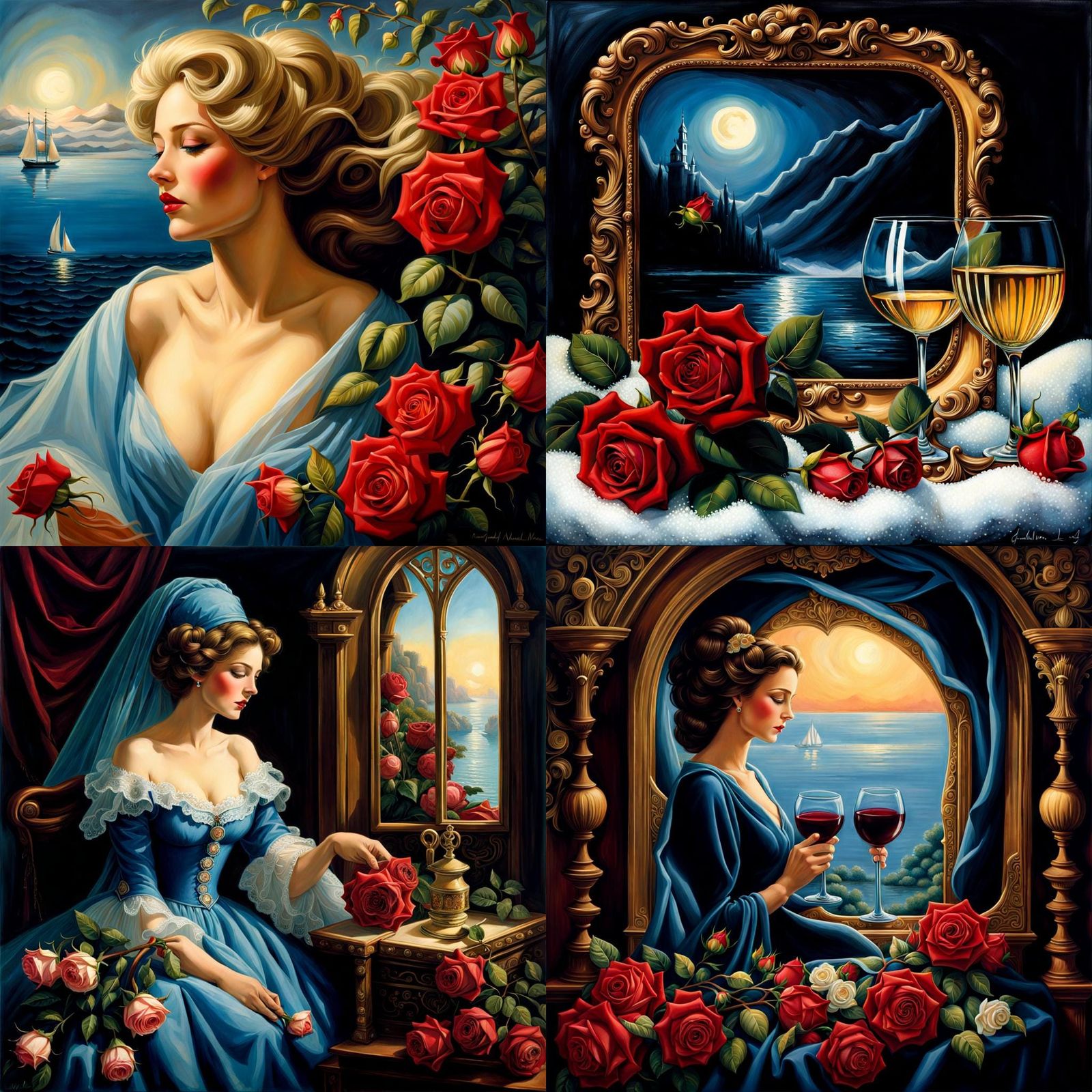 Surreal Dreamscape: Hyperrealistic Sea and Gothic Elements