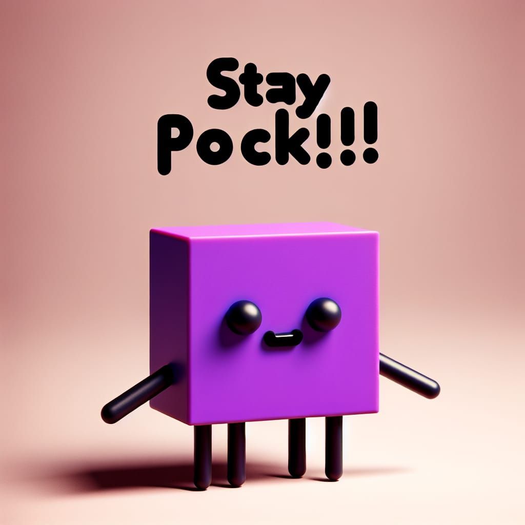 Quirky Geometric Character with 'Stay Pocki!'