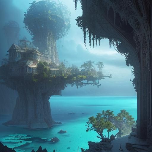 Epic Caribbean Island Digital Matte Painting