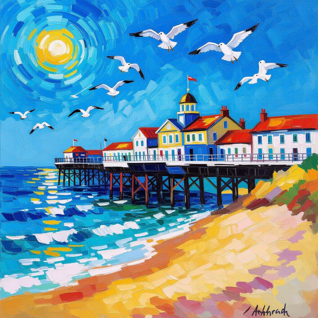 Cromer Pier Summer Day in Van Gogh Style