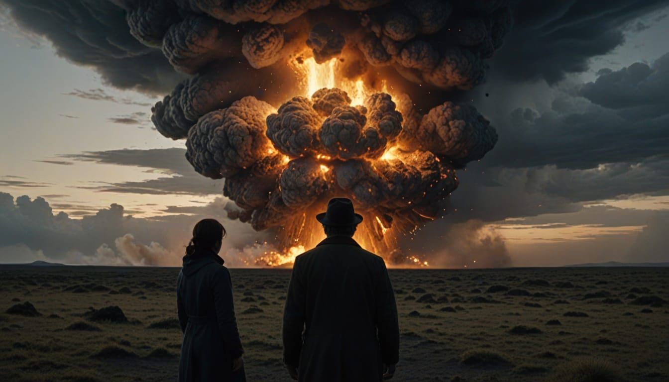 Cosmic Atomic Explosion in Cinematic Film Style