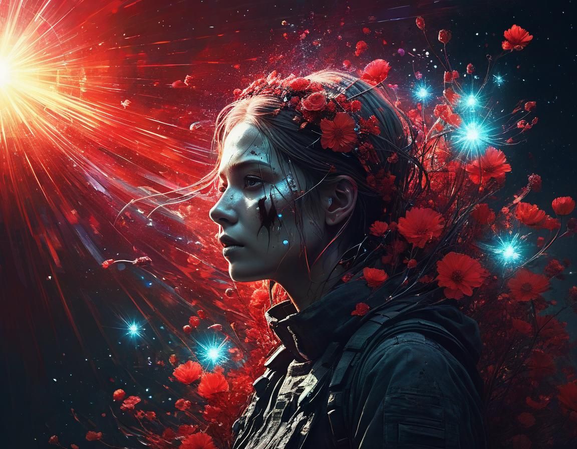 Ethereal Abstract Floral Art: Luminous Shimmering Masterpiec...