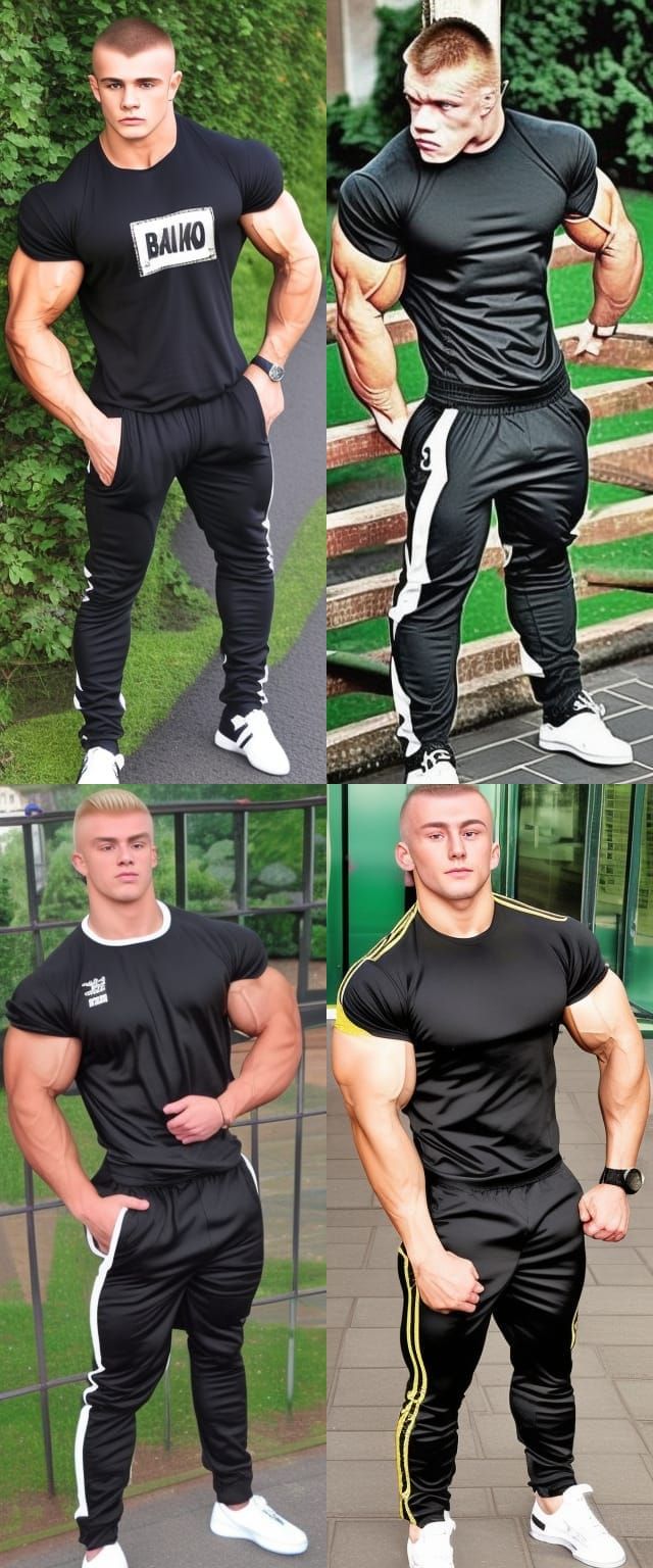 Muscular Teen Bodybuilder in Shiny Tracksuit