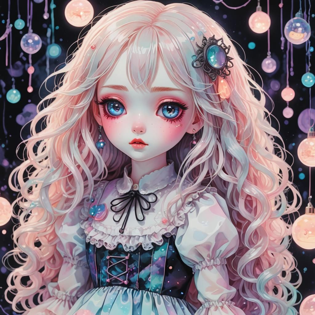 Kawaii Horror Porcelain Doll in Anime Style