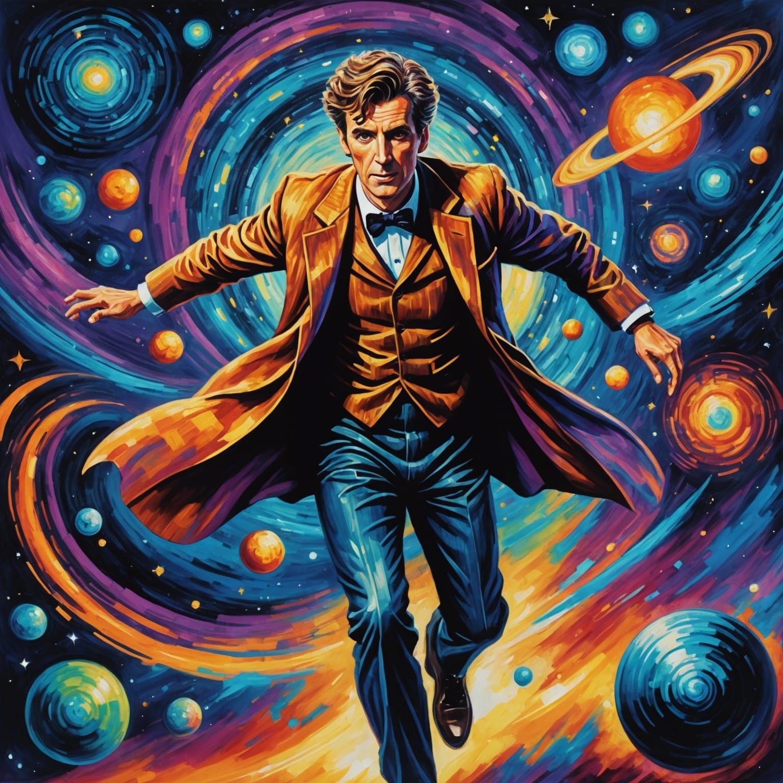 Doctor Who in Psychedelic Interstellar Art