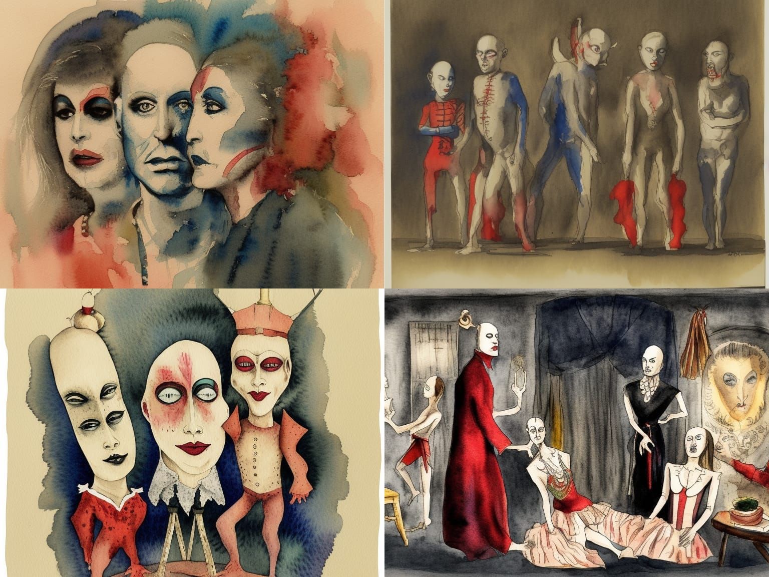 Watercolor Freak Show with Machiavellian Theme