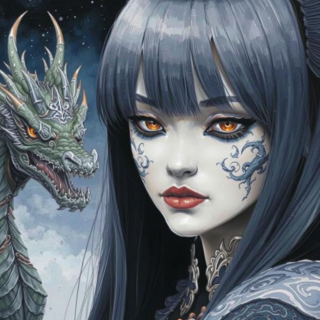 Banshee, Niflheim, Oil Gouache, Hyperdetailed, Junji Ito, dr...