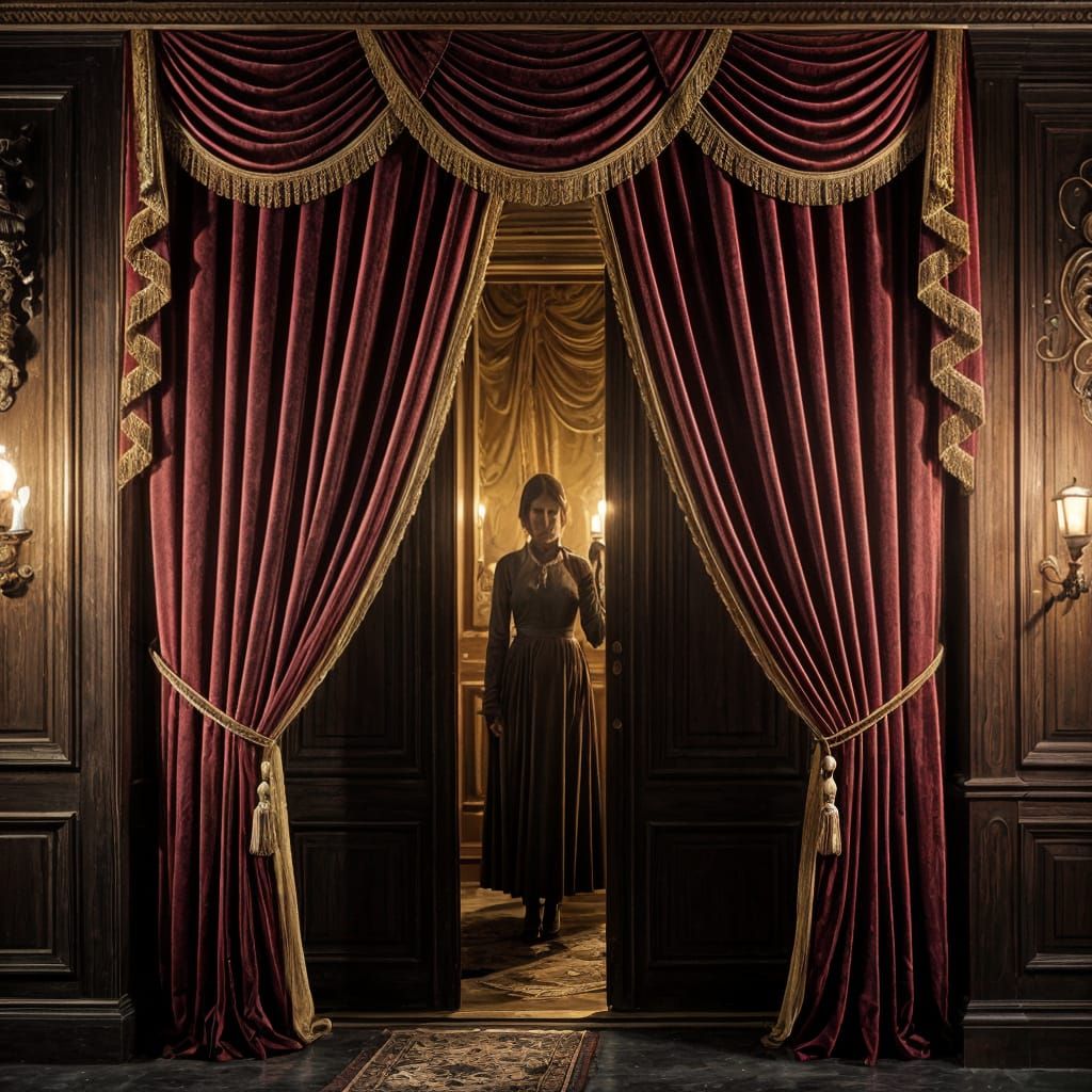 Cozy Theater with Mysterious Shadowy Figure