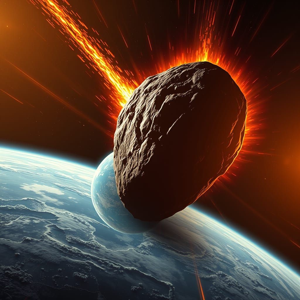 Asteroid Collision with Earth in Cinematic Style