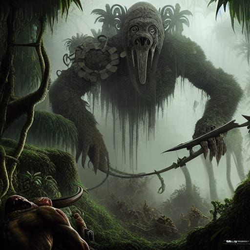 Epic Jungle Monster War: Dark Fantasy Concept