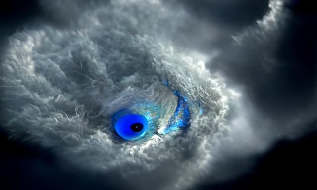 Striking Blue Eye Amid Swirling Storm