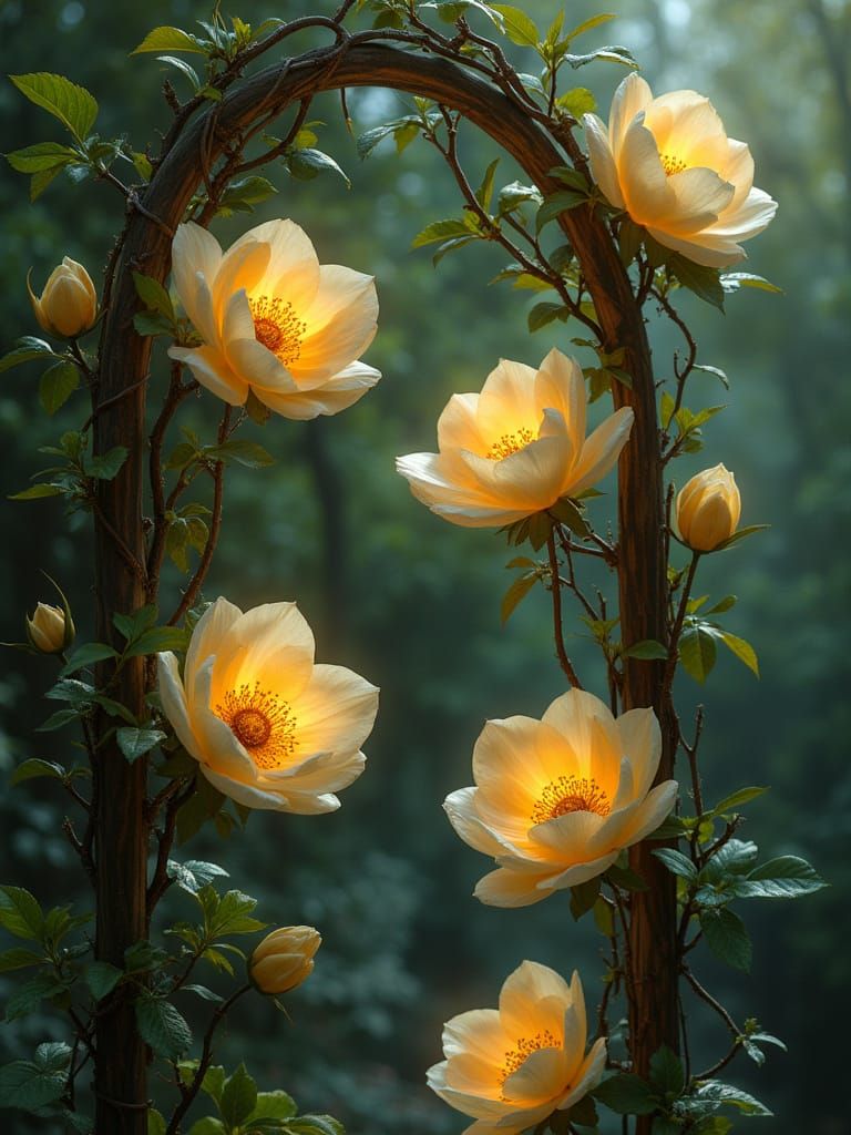 Ethereal Trellis Blooms in Whimsical, Romantic Style