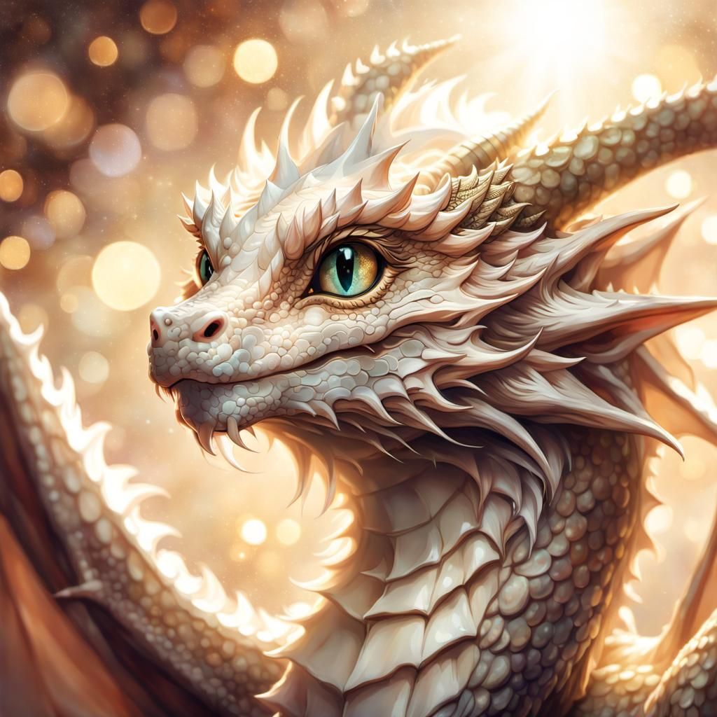 Anime Dragon Portrait with Soft Nostalgic Lighting