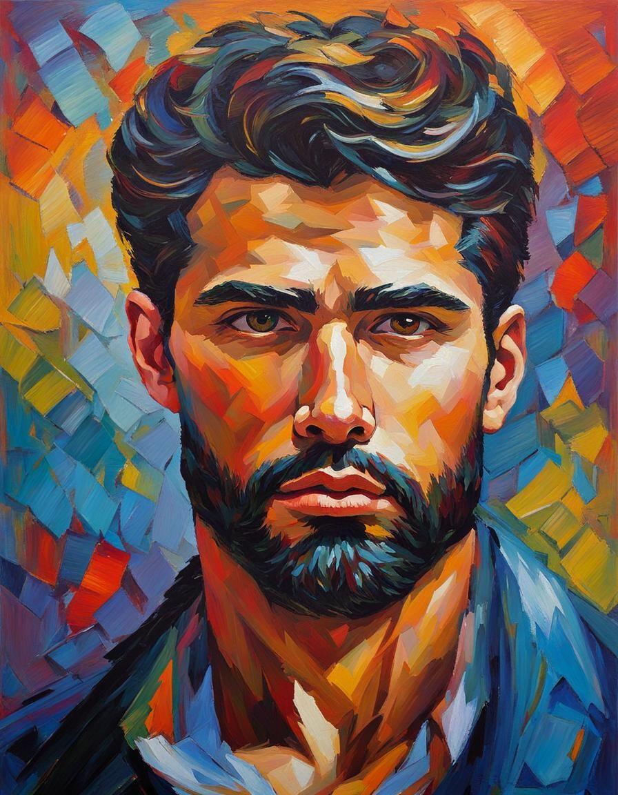 Colorful Portrait in Expressionist Impasto Style