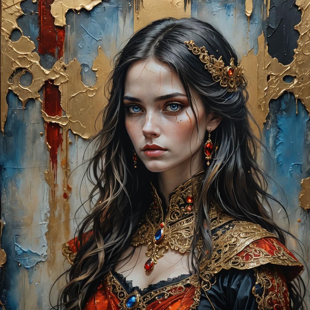 Figure in Gold: Digital Painting with Distressed Textures