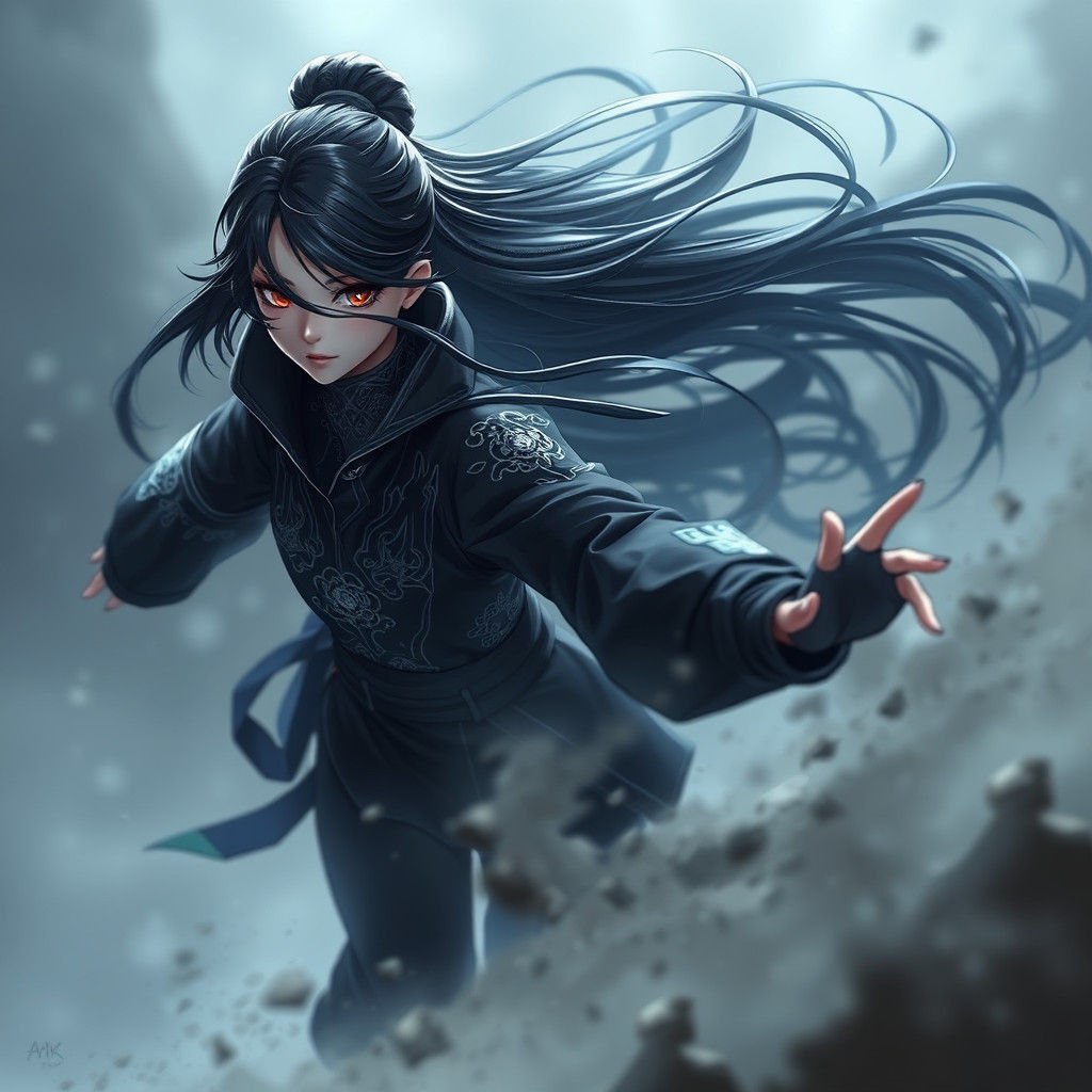 Mysterious Shinobi in Shadows: A WLOP-Inspired Portrait