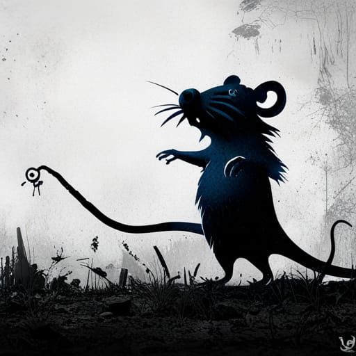 Banksy Style Rat with Gold Tooth Stencil Art