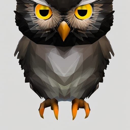 Crystal Owl: Adorable Low Poly Concept Art