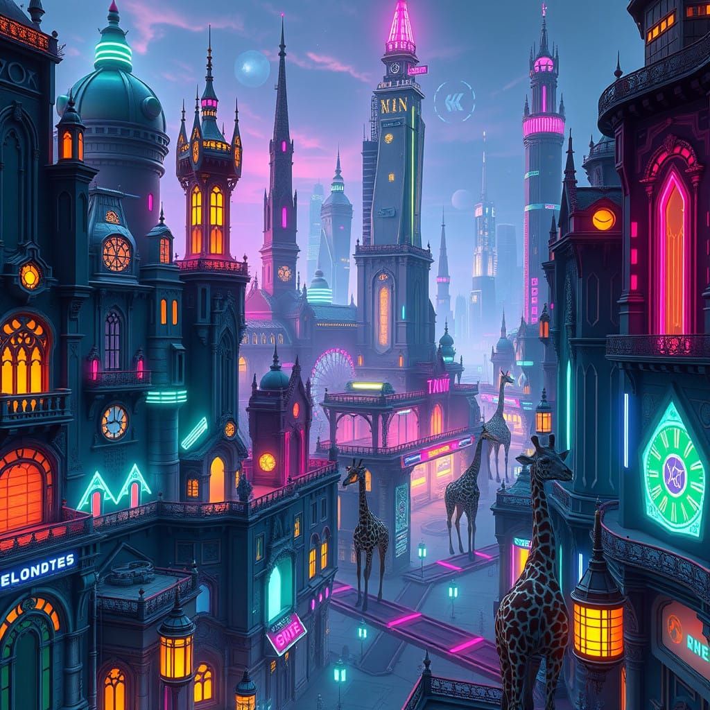 Giraffe City: Cyberpunk Meets Medieval in 2250