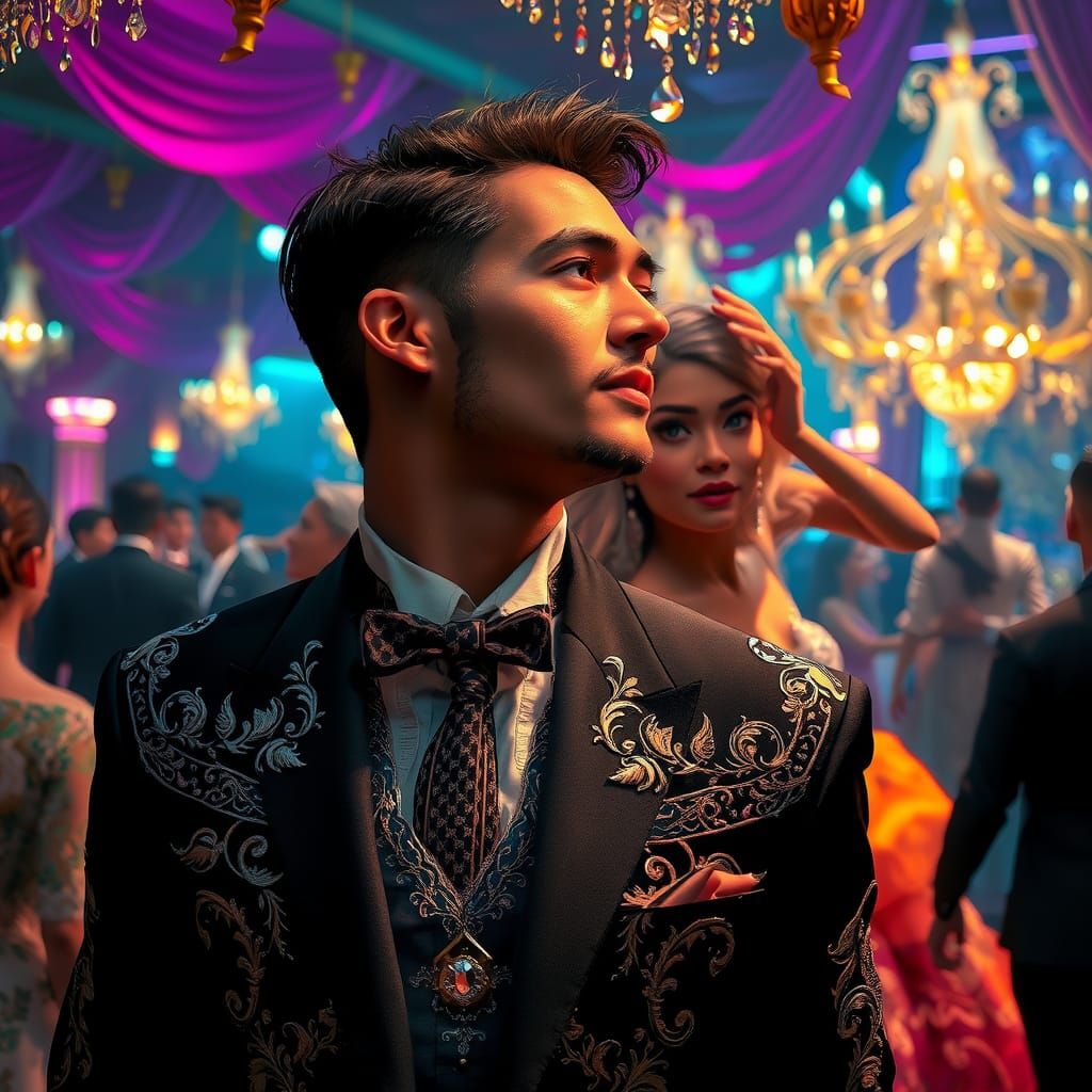 Dancing Princess Portrait in Opulent Art Nouveau Style