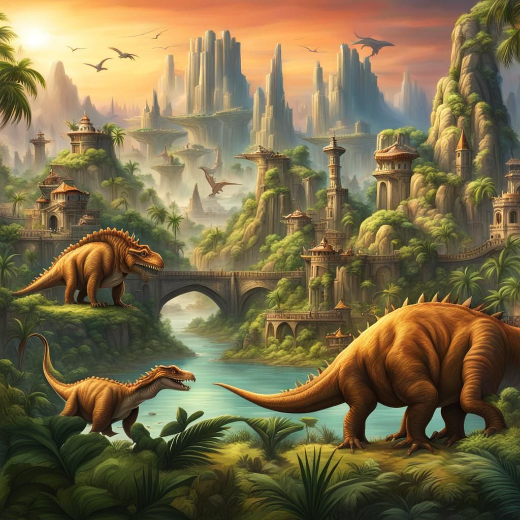 Dinosaur City: A Prehistoric Fantasy Landscape