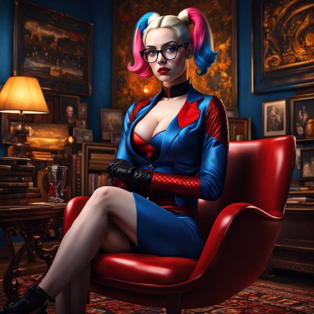 Harley Quinn as a Psychotherapist in Klimt Style