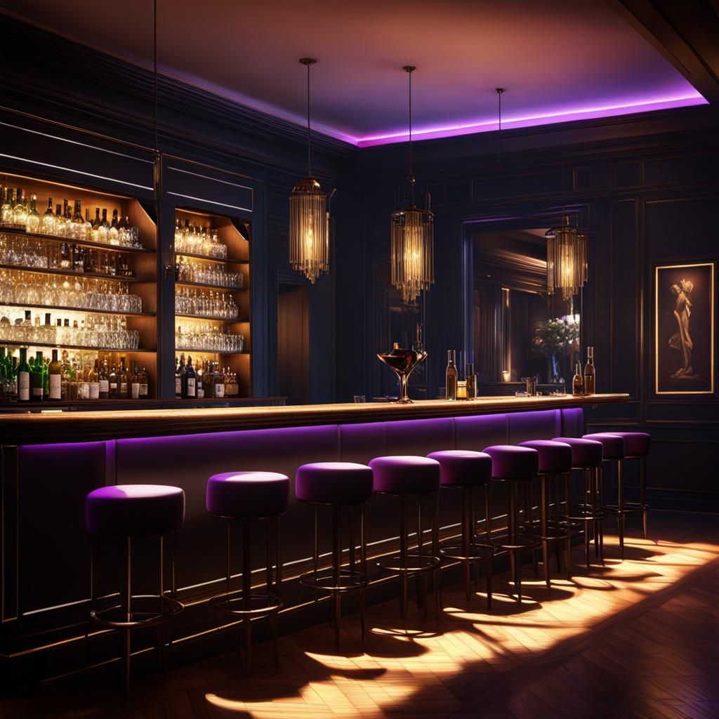 Vibrant High-Class Bar with 3D Shading