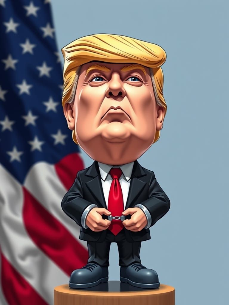 Bobblehead Trump in handcuffs