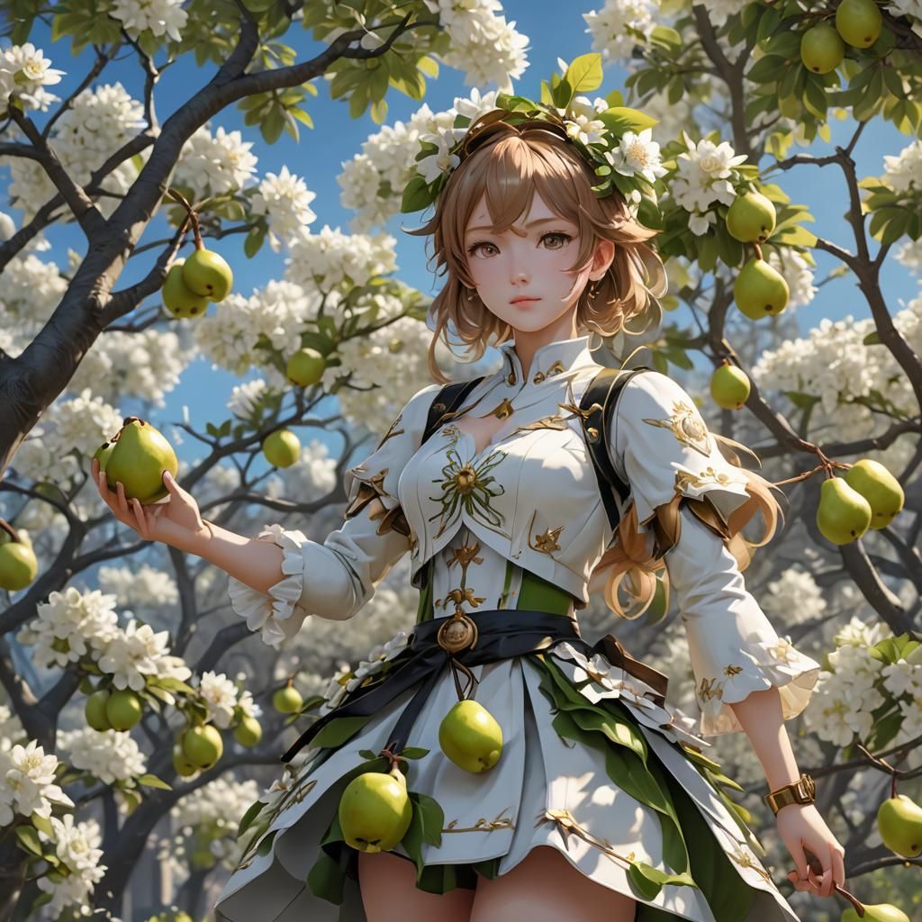 Pear Tree Waifu in 3D Anime Art Style