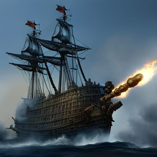 Ghost Ship Ablaze: A Horror Scene