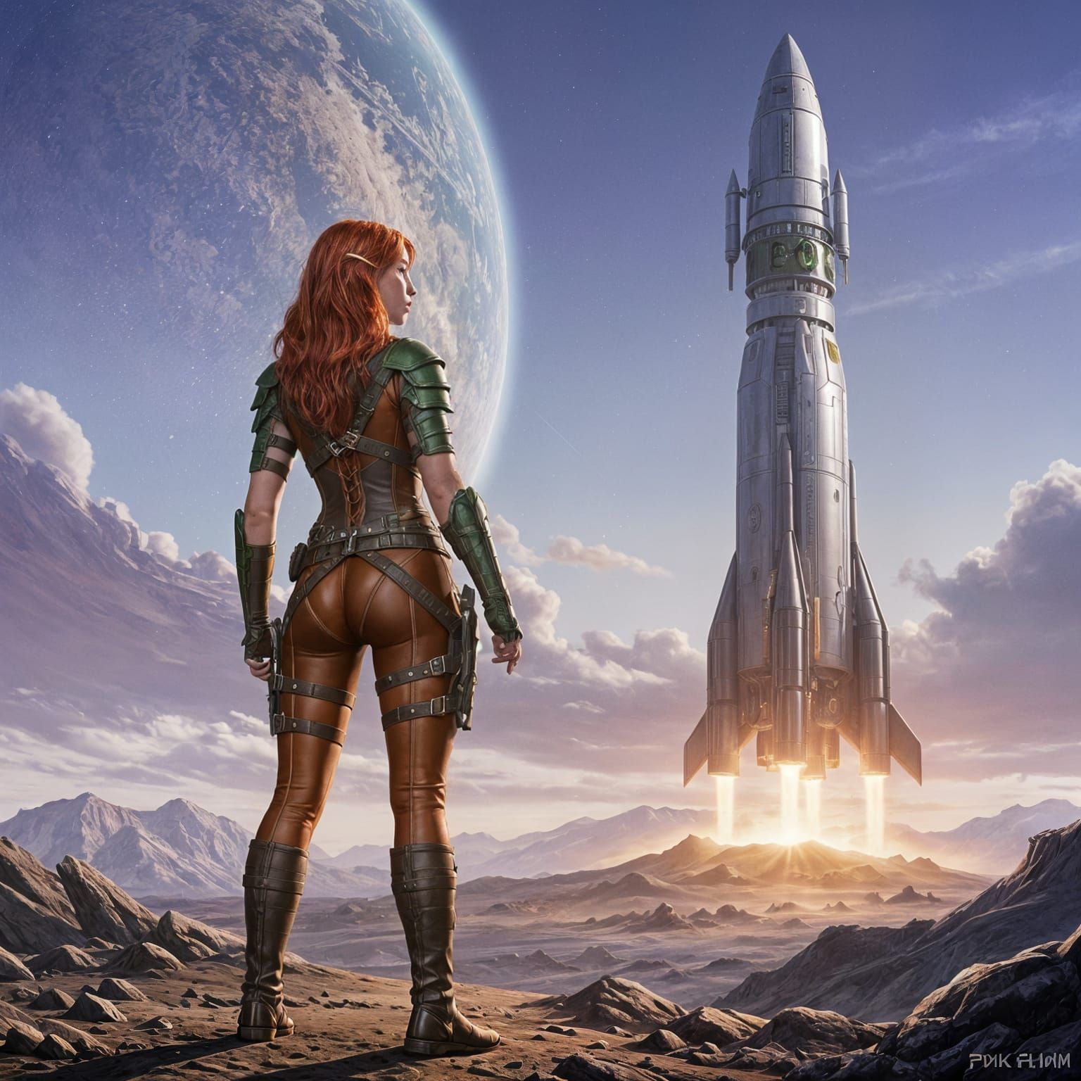 Elf Scout on Alien Planet, in Fantasy Art Style